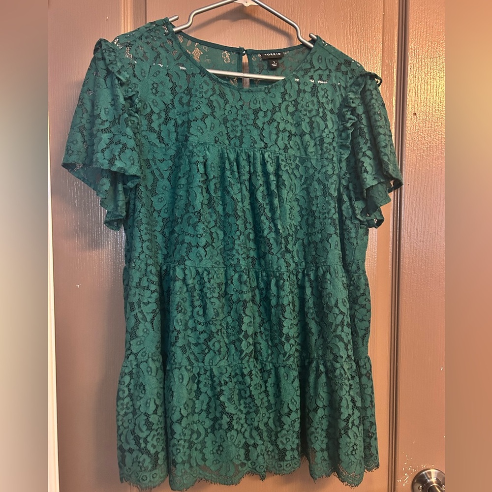 Torrid Emerald Lace Blouse